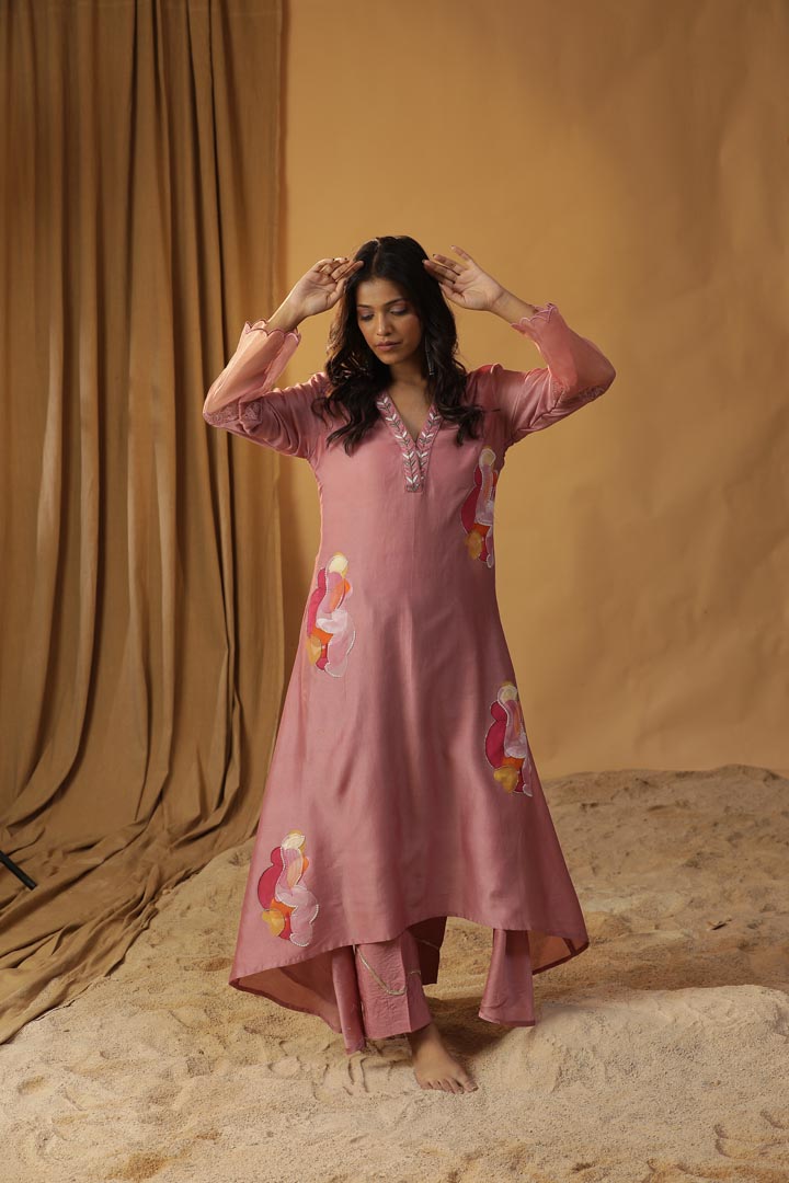 Image of PYAAZI HANDPAINTED A-LINE KURTA SET