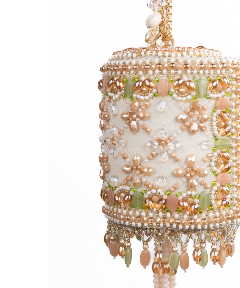 Bella Pastel Suede Embellished Cylinder Mini Bag