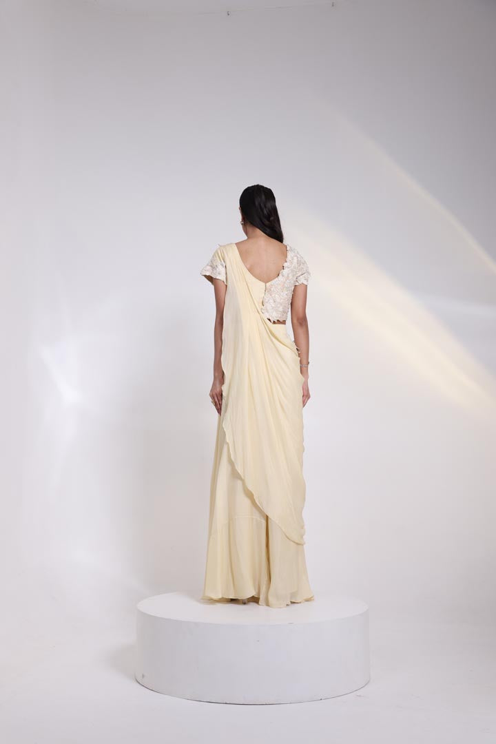 Ivory  Blossom drape pant set AAD515IVORY