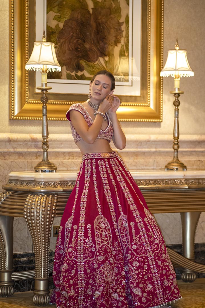 Plum Blossam Red lehenga set