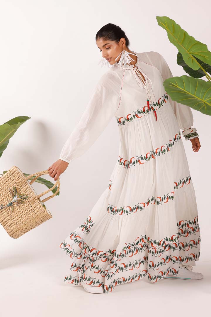 OFF WHITE CHILLY MAXI DRESSNK-DRS-03-RS-S-25