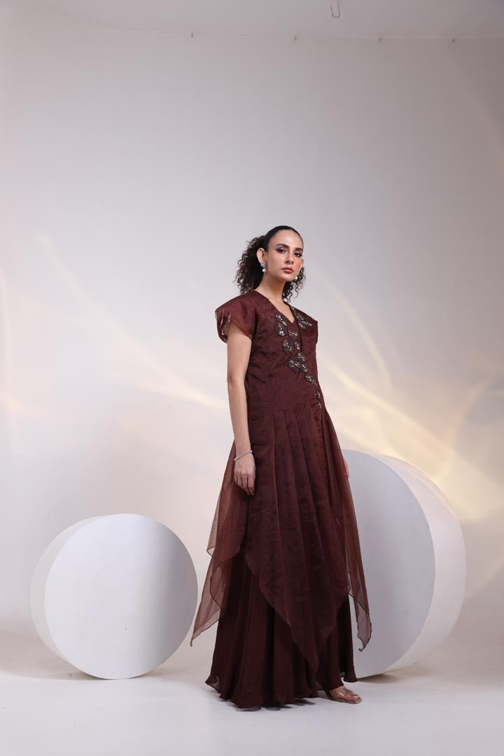 Pearl perfection jumpsuit and cape set AAD487BROWN