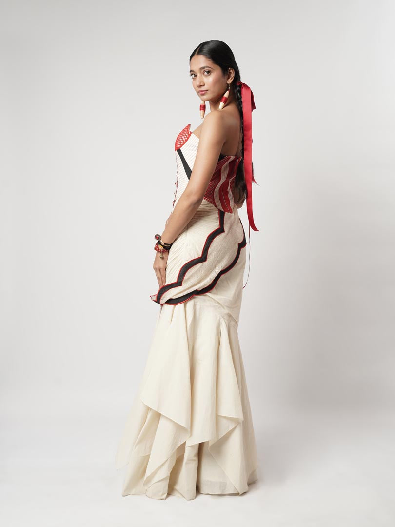 DRAPED LAYER SKIRT WITH NAGA CORSET