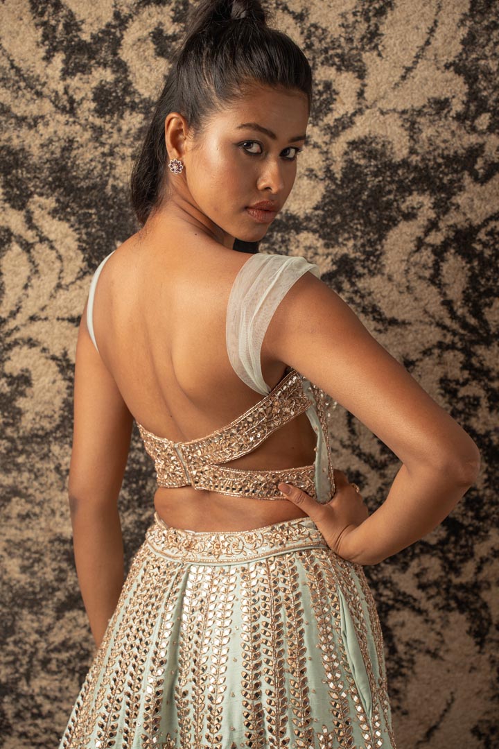 Golden Lehenga Set. 3 (Lehenga + Blouse + Dupatta)