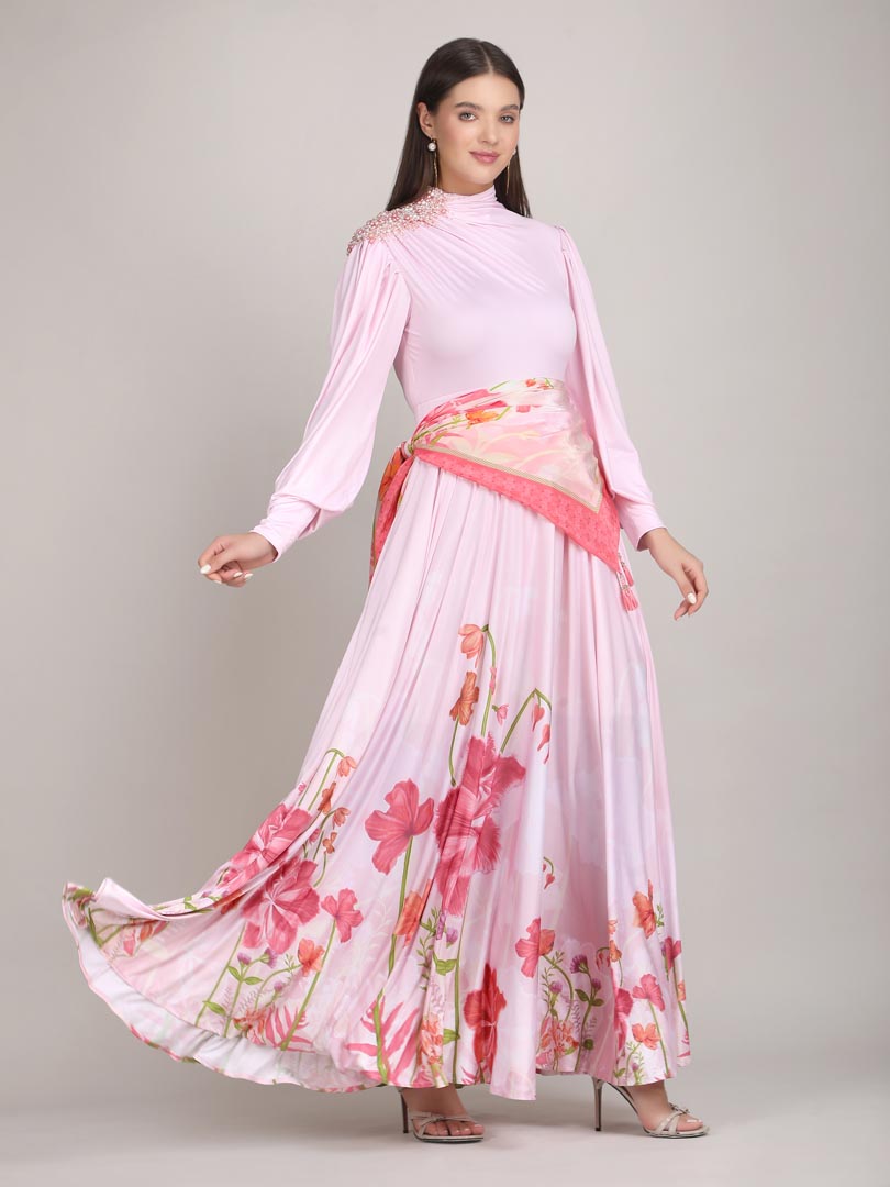 Petals Below Drape Jesery Dress