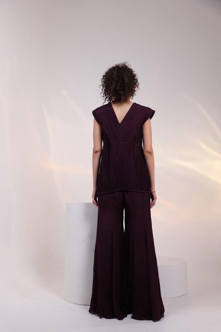 Merlot Pleated Co-ord Set AAD622WINE