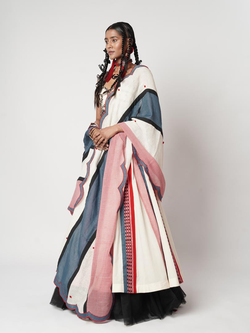 GAMCHA &NAGA DUO PANELLED LEHENGA SET