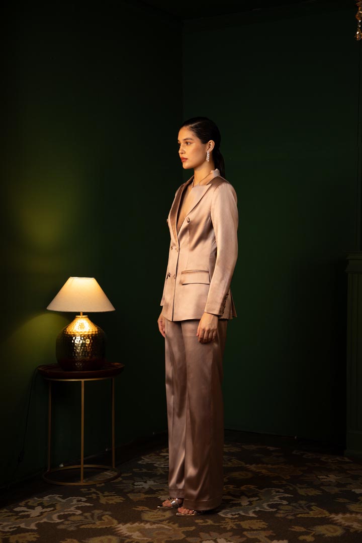Double Breasted Suit Ensemble in Midnight