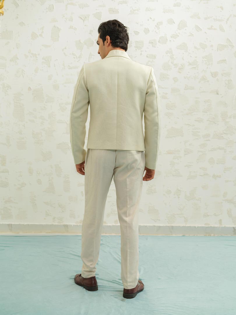 Crop Linen Jodhpuri Set