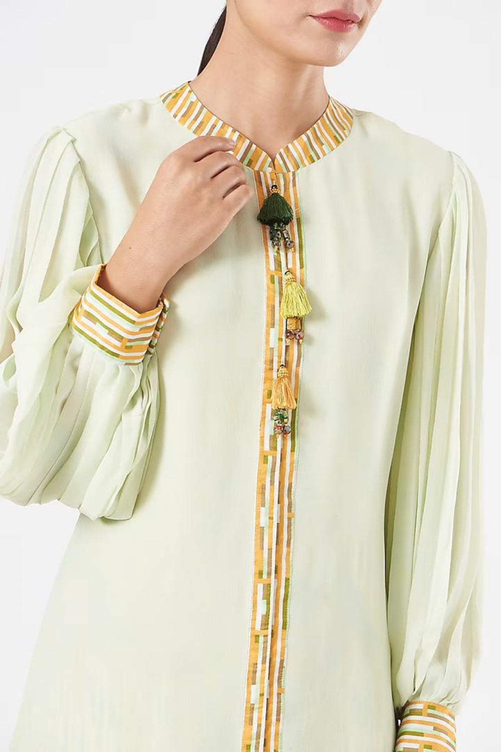 Mint Green & Yellow Pant Set - Auraya Fashion -  - #tag1# - #tag2# - #tag3# - #tag3#