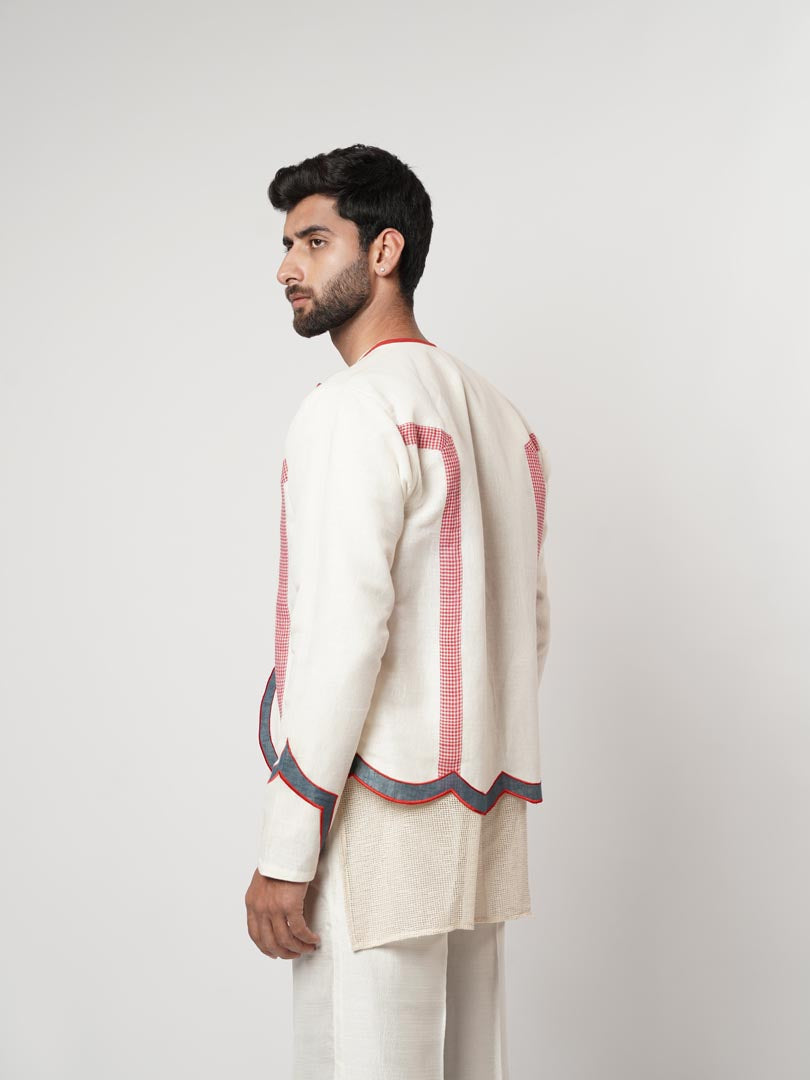 CERULEAN SCALLOPED OVERSHIRT KURTA SET