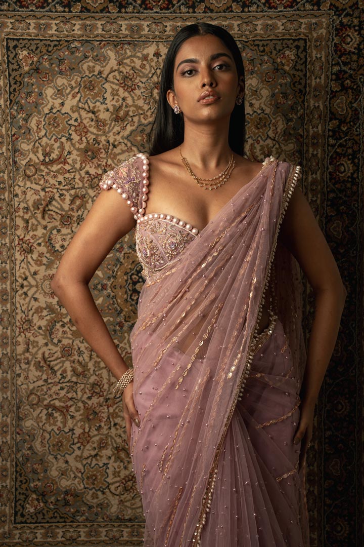 Dusty pink Saree