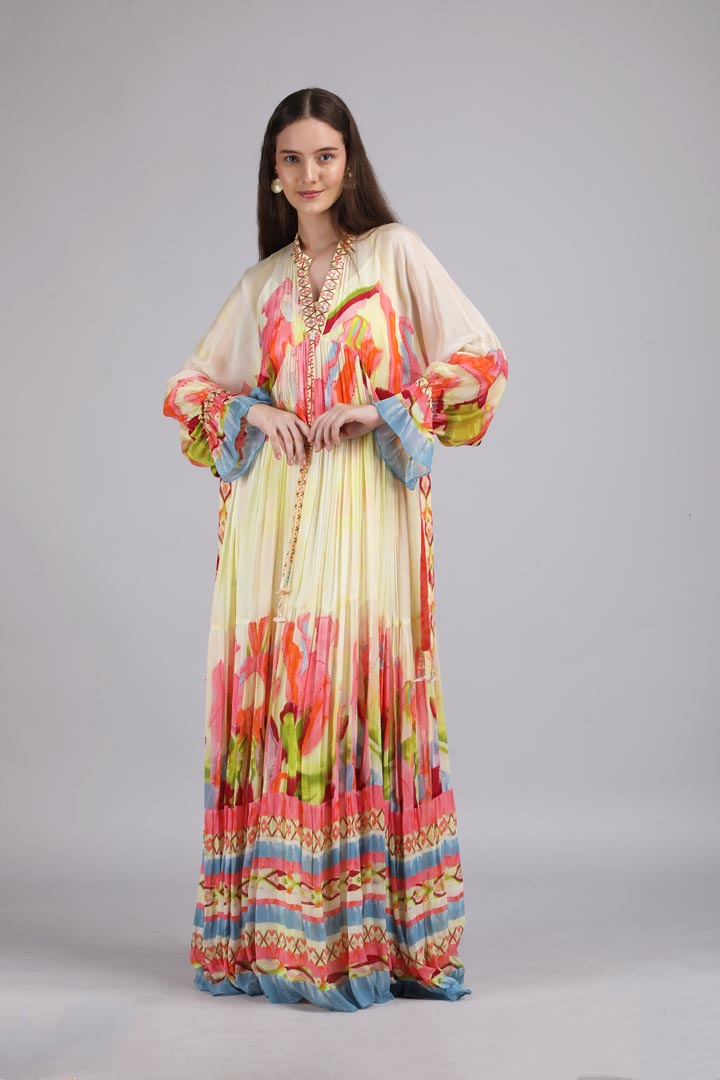 Linear lime summer placement Kaftan