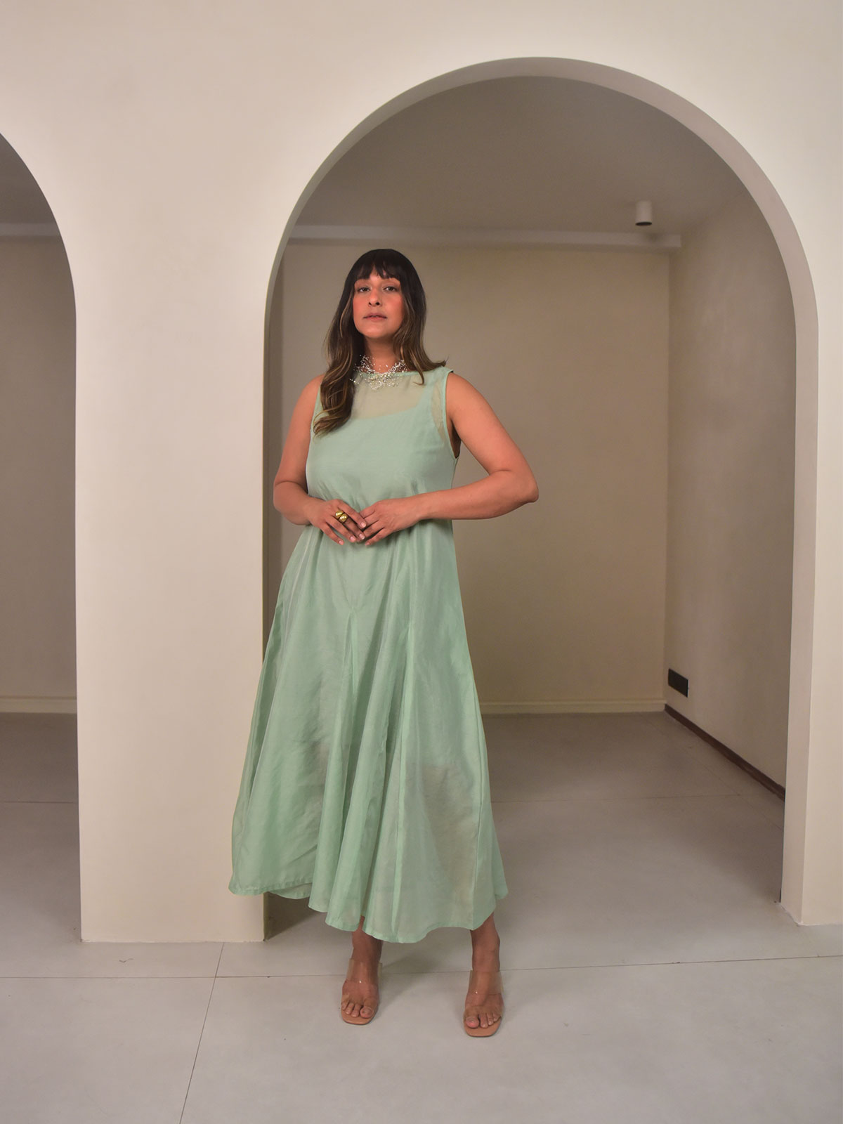 Mei Chanderi Panelled Dress