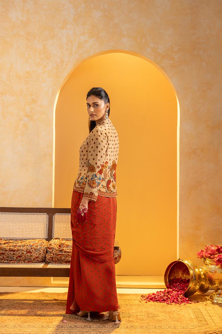Rangtara embellished drape skirt setSP4887