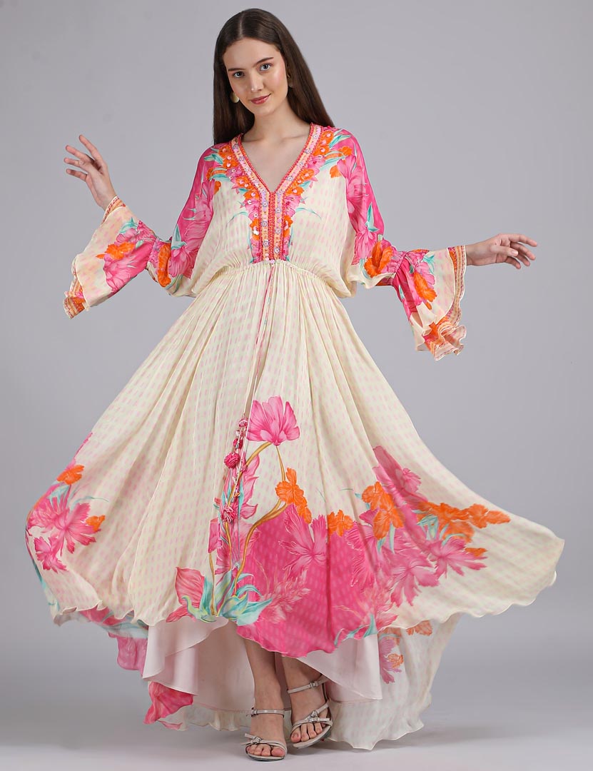 Floral Muse  high-low Kaftan Dress