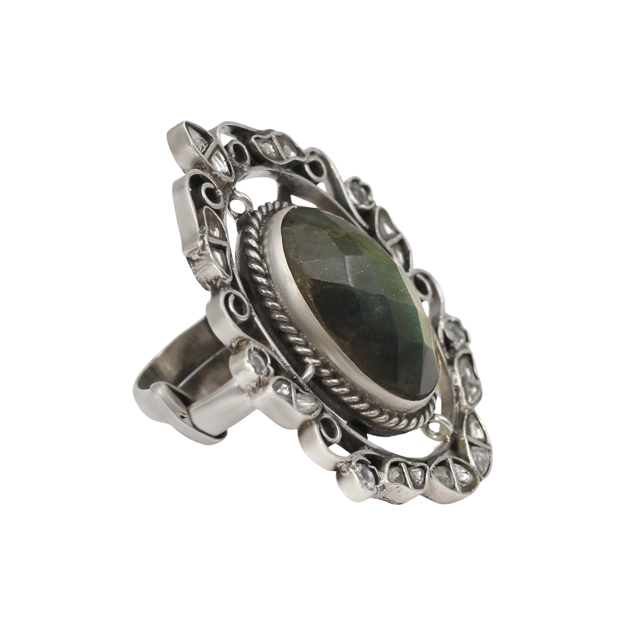 Sangeeta Boochra Ethnic Handcrafted Silver Statement Ring