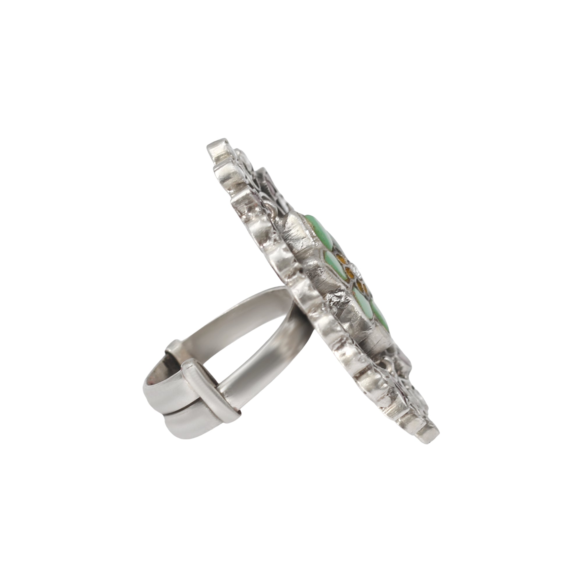 Sangeeta Boochra Handcrafted Silver Floral Statement Ring