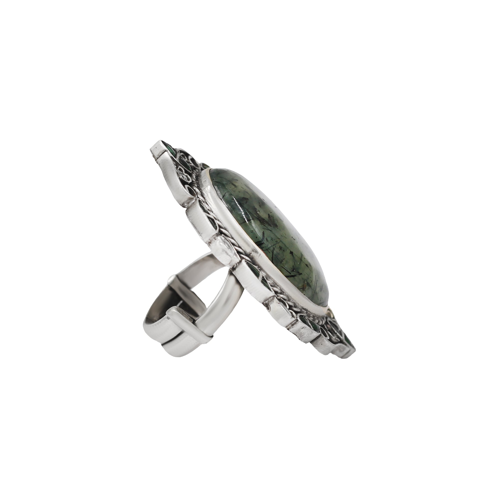 Sangeeta Boochra Traditional Silver Ring with Kundan Work