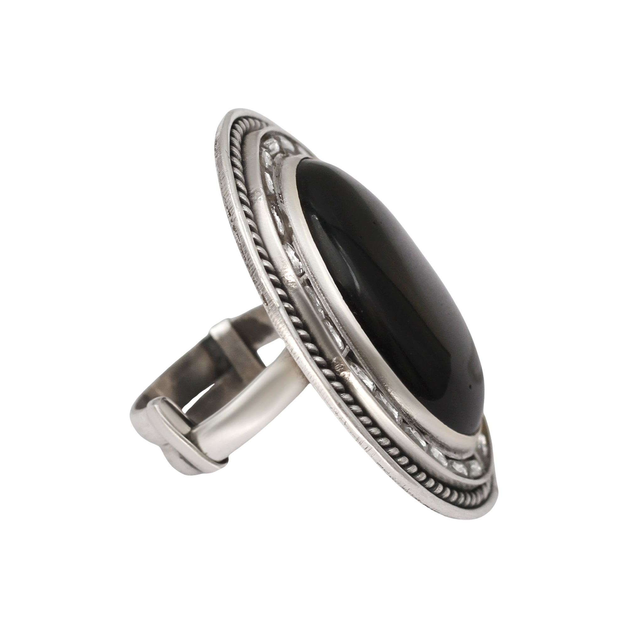 Sangeeta Boochra Midnight Onyx Silver Ring