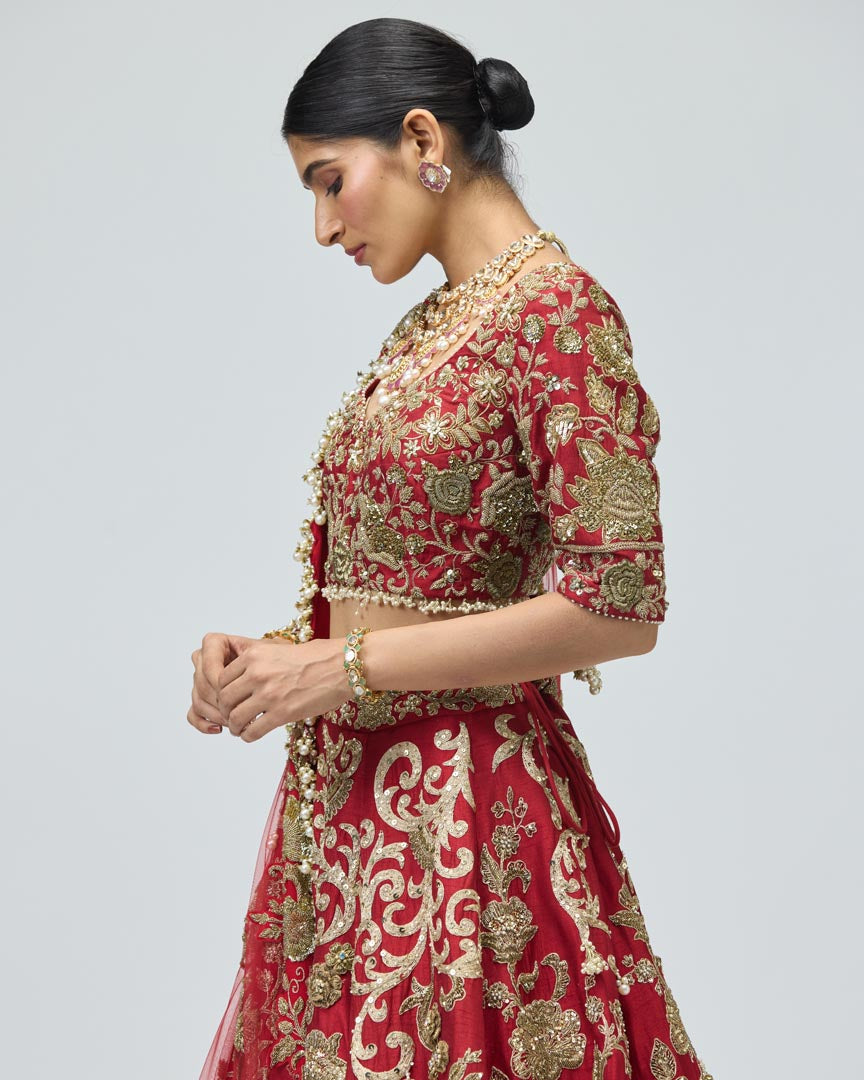 DAPKA & ZARI WORK LEHENGA SET
