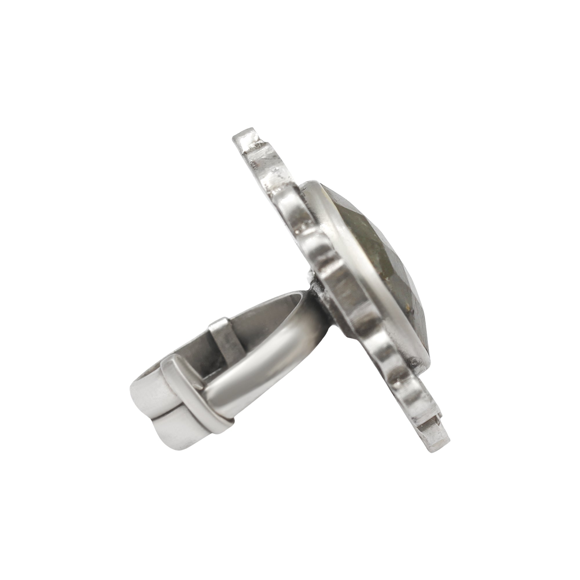Sangeeta Boochra Mystic Labradorite Silver Statement Ring