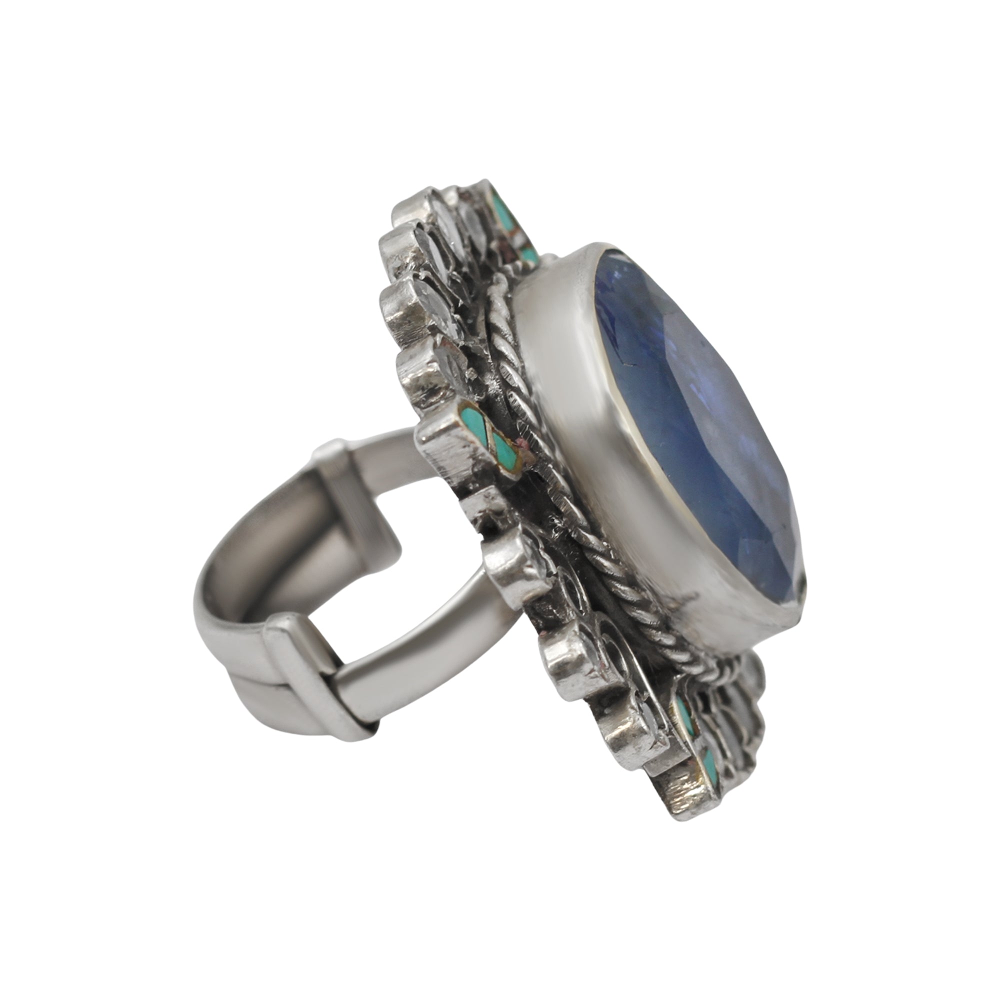 Sangeeta Boochra Heirloom Blue Gemstone Silver Ring