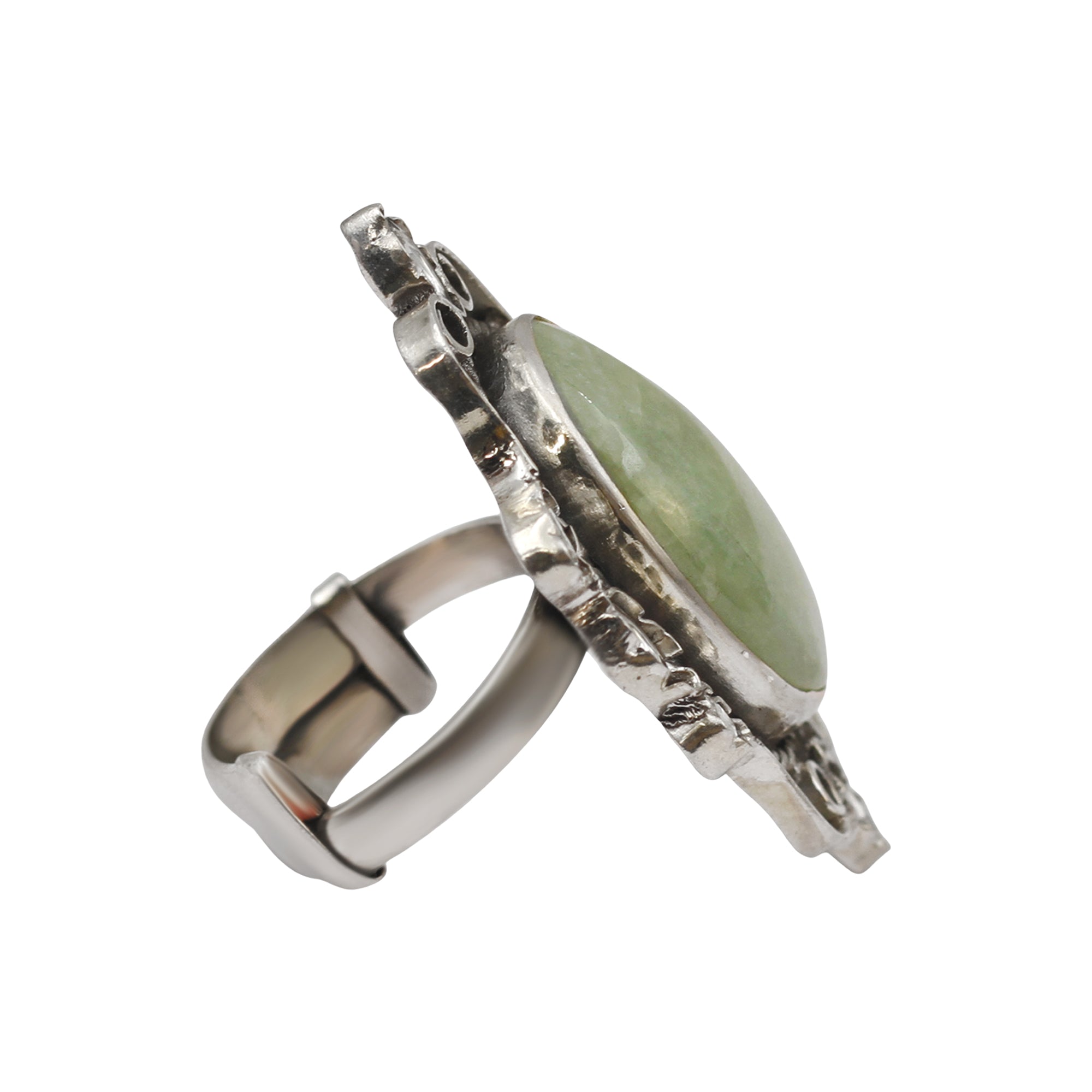 Sangeeta Boochra Handcrafted Green Stone Silver Ring