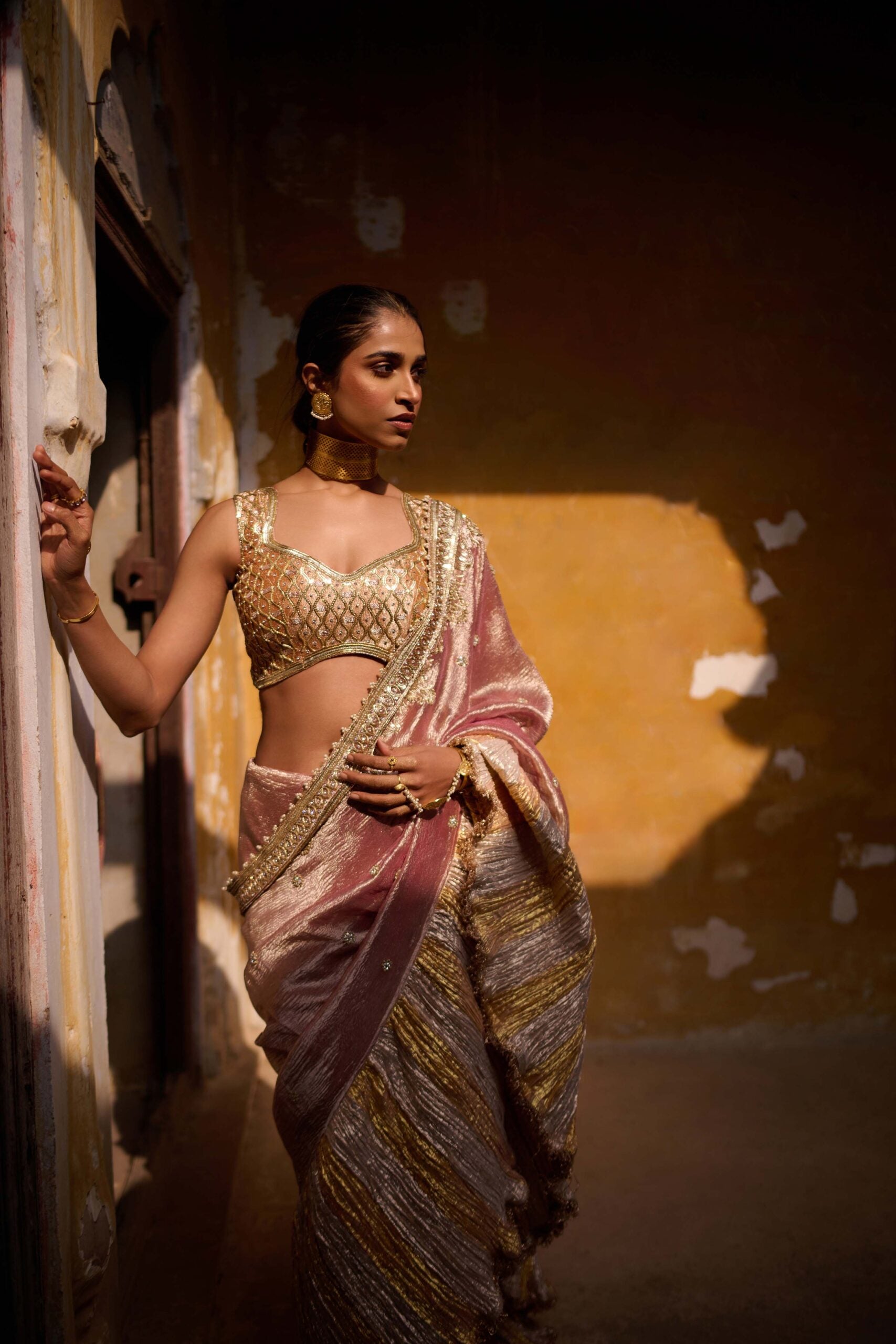 Embellished Tissue saree set EBN32