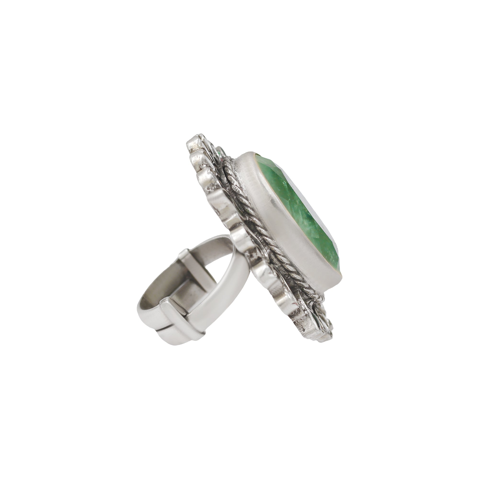 Sangeeta Boochra Oval Cut Stone Silver Statement Ring
