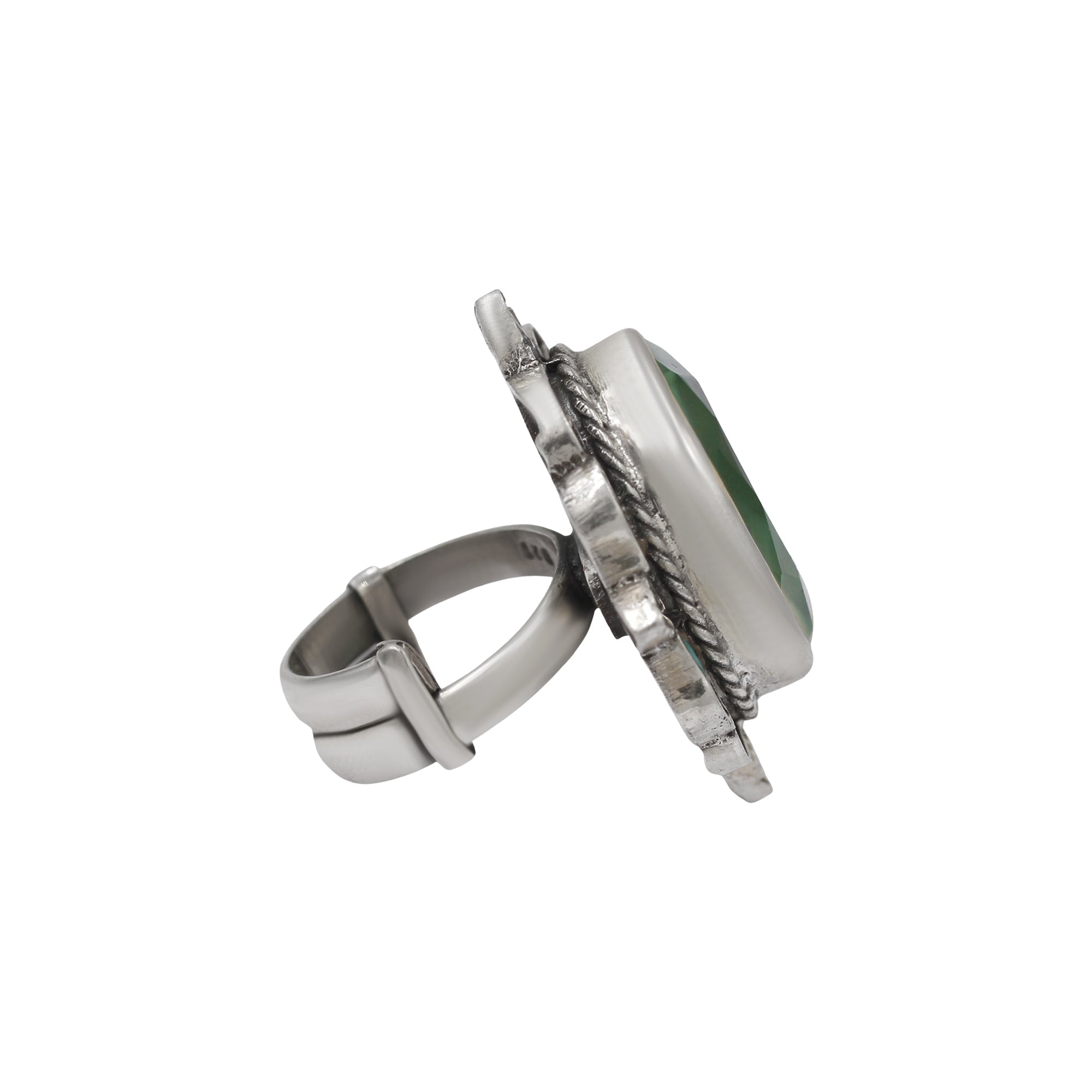 Sangeeta Boochra Vintage-Inspired Oval Faceted Silver Ring
