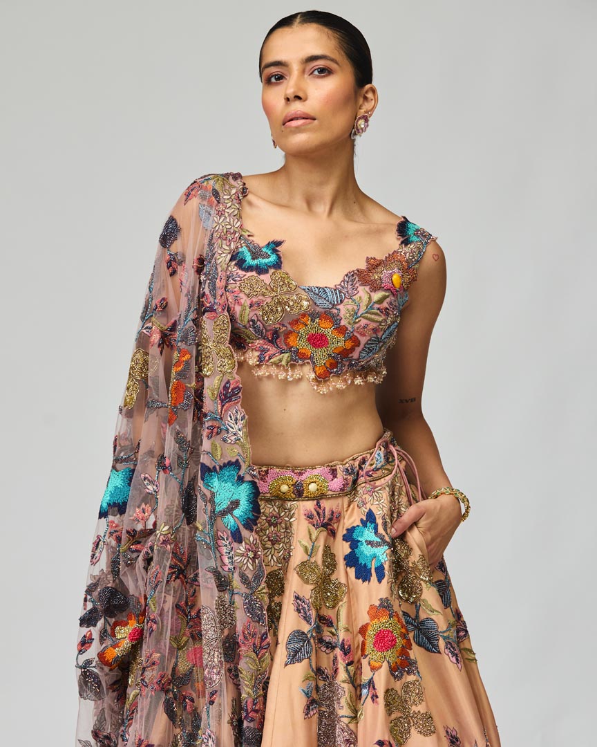 Pink Ombre Embellished Lehenga Set - Elegant Wedding Couture