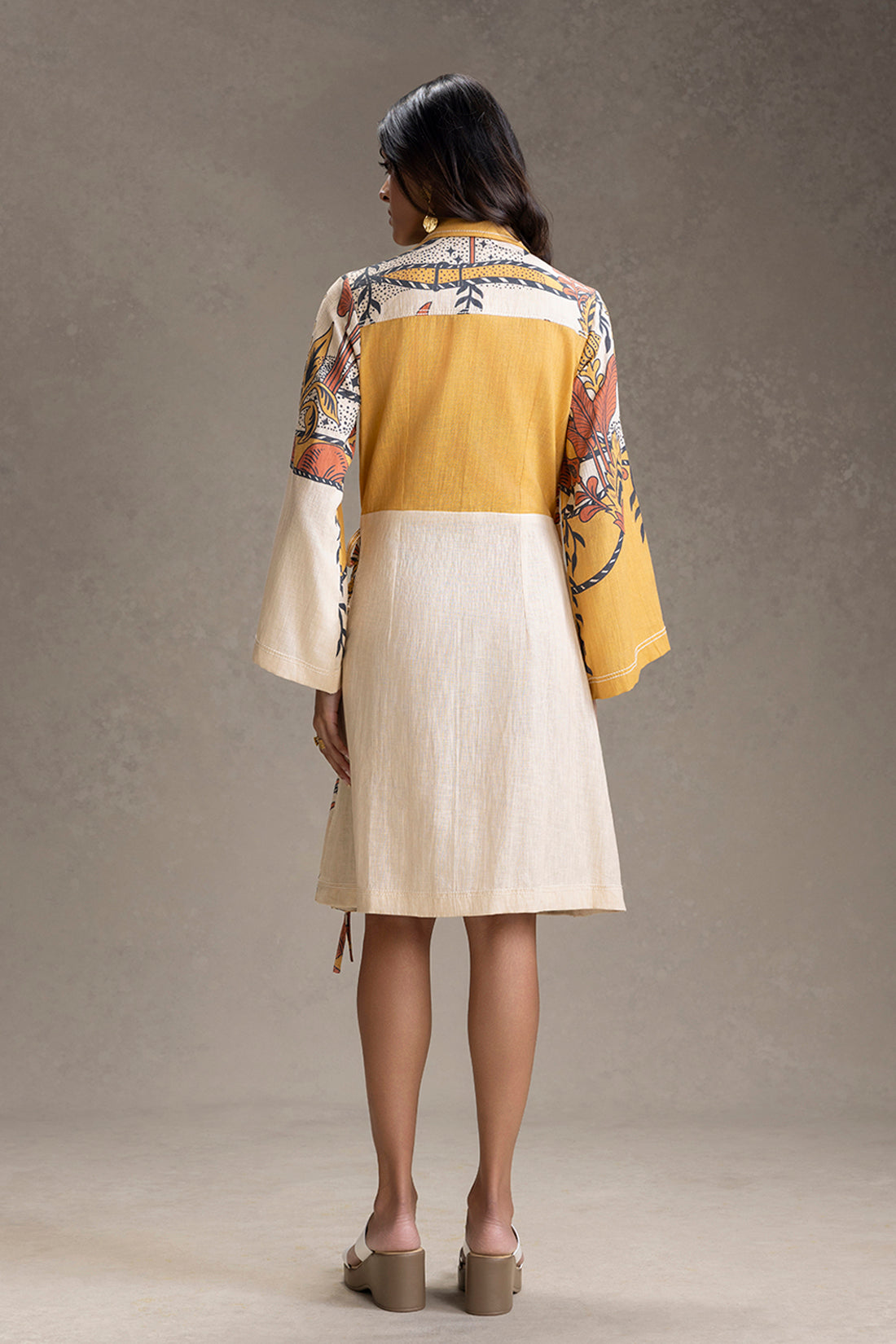 beige kyomi Printed Tunic set