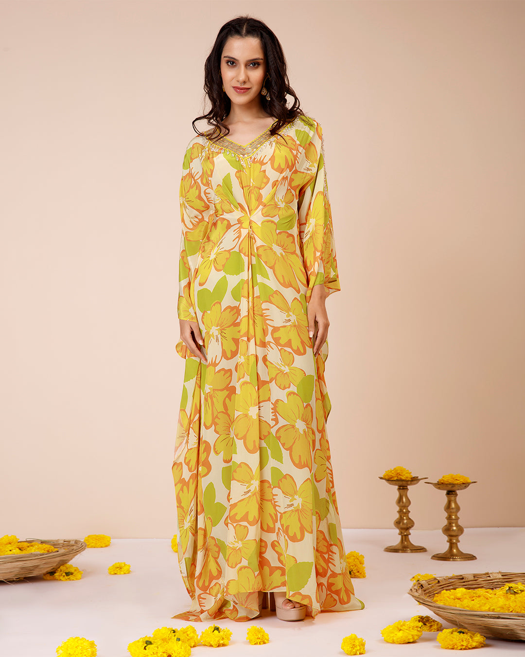 Sunflower kaftan dress