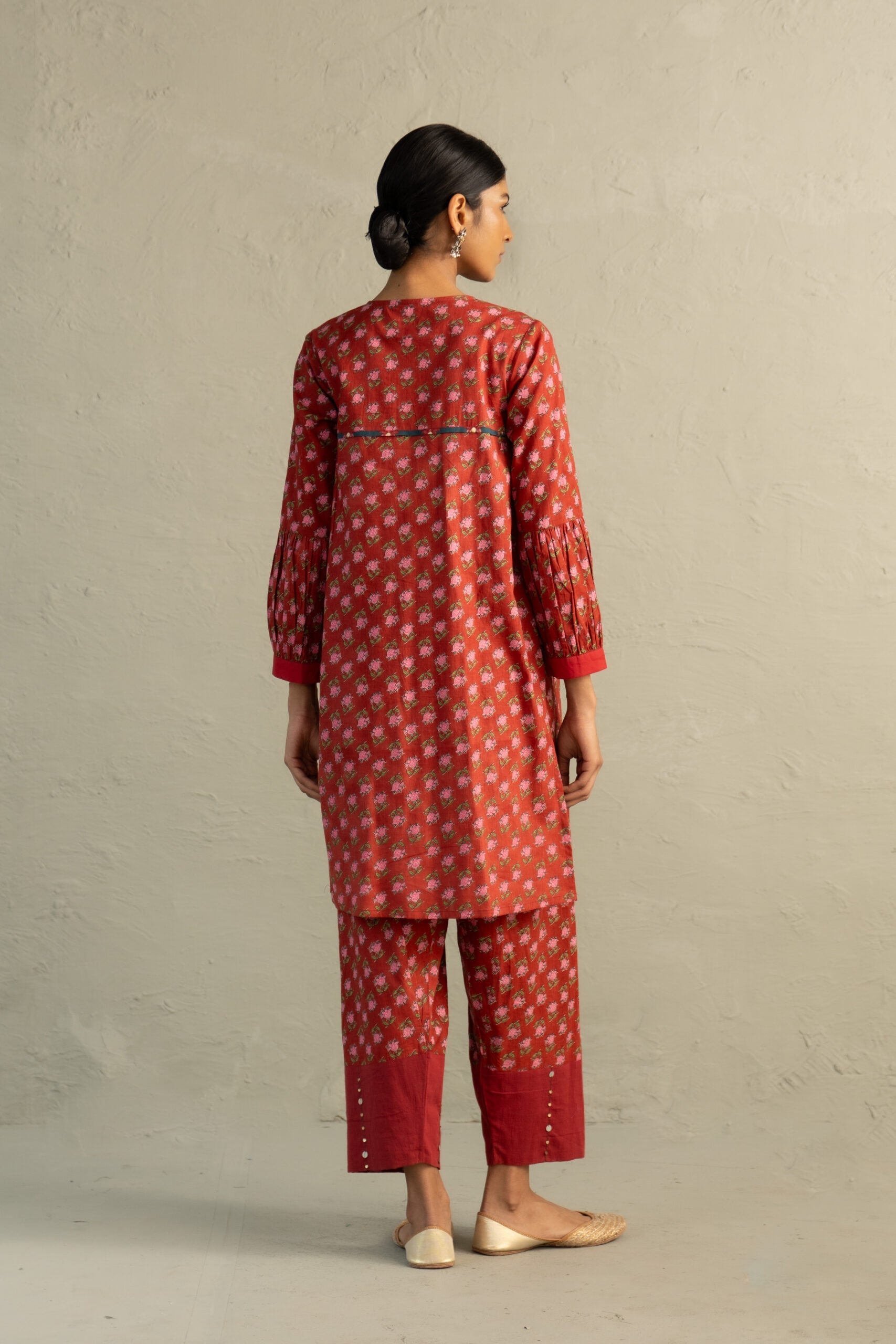 Red Phool Dori Short Kurta Salwar Set