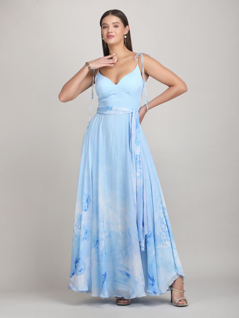 Aurora Tone Ice Blue Cape dress