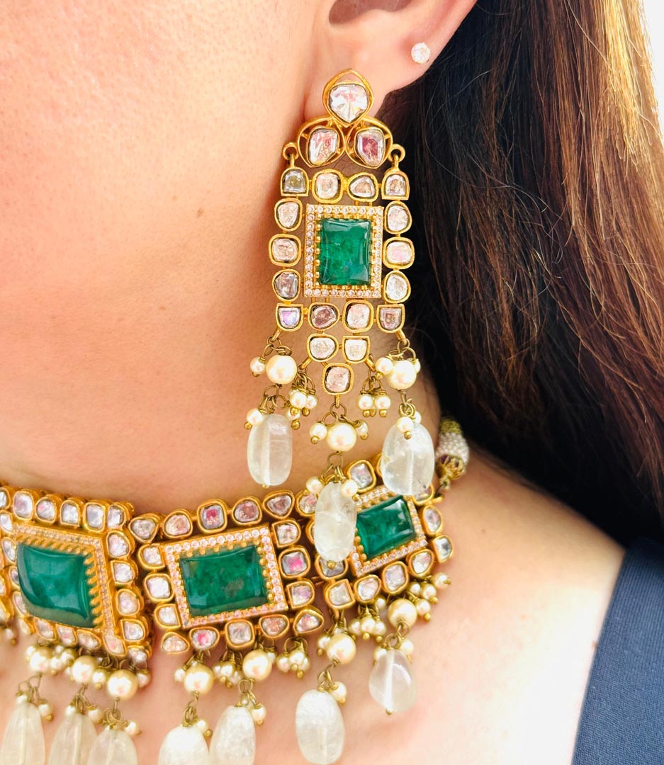 Kundan Choker and Earrings with Beads