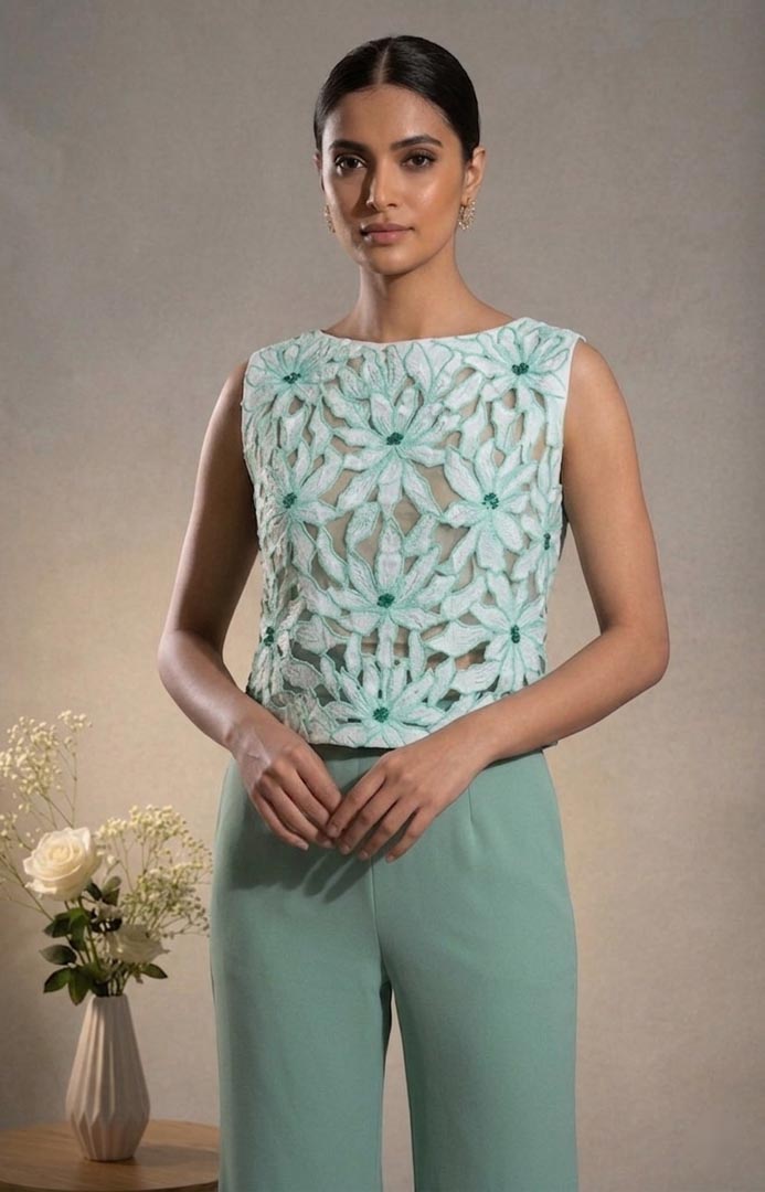 THETAA Elara  Hand-Embroidered Poplin Co-ord Set