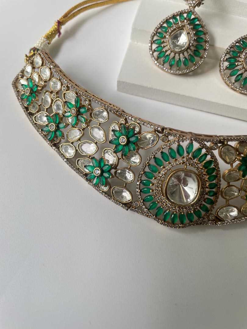 Gold Finish Utsav Choker Set with Stone Accents