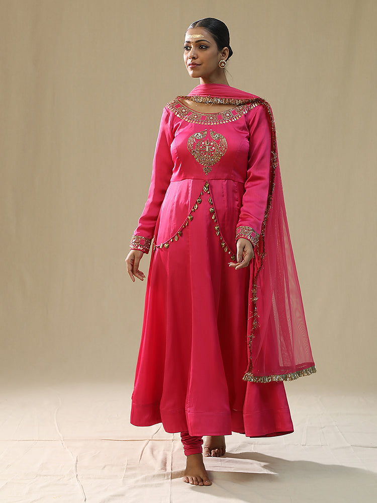 Pink heart Anarkali Suit Set