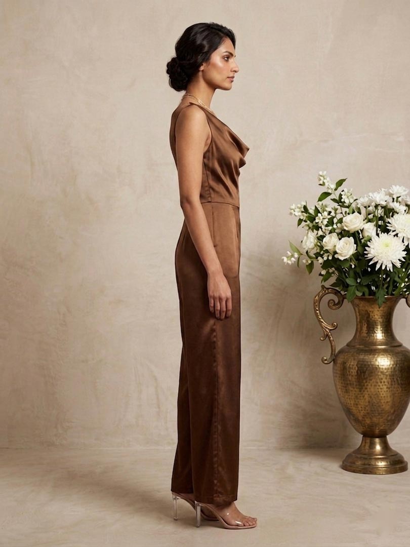 THETAA Vesper  Tailored Imported Satin Jumpsuit