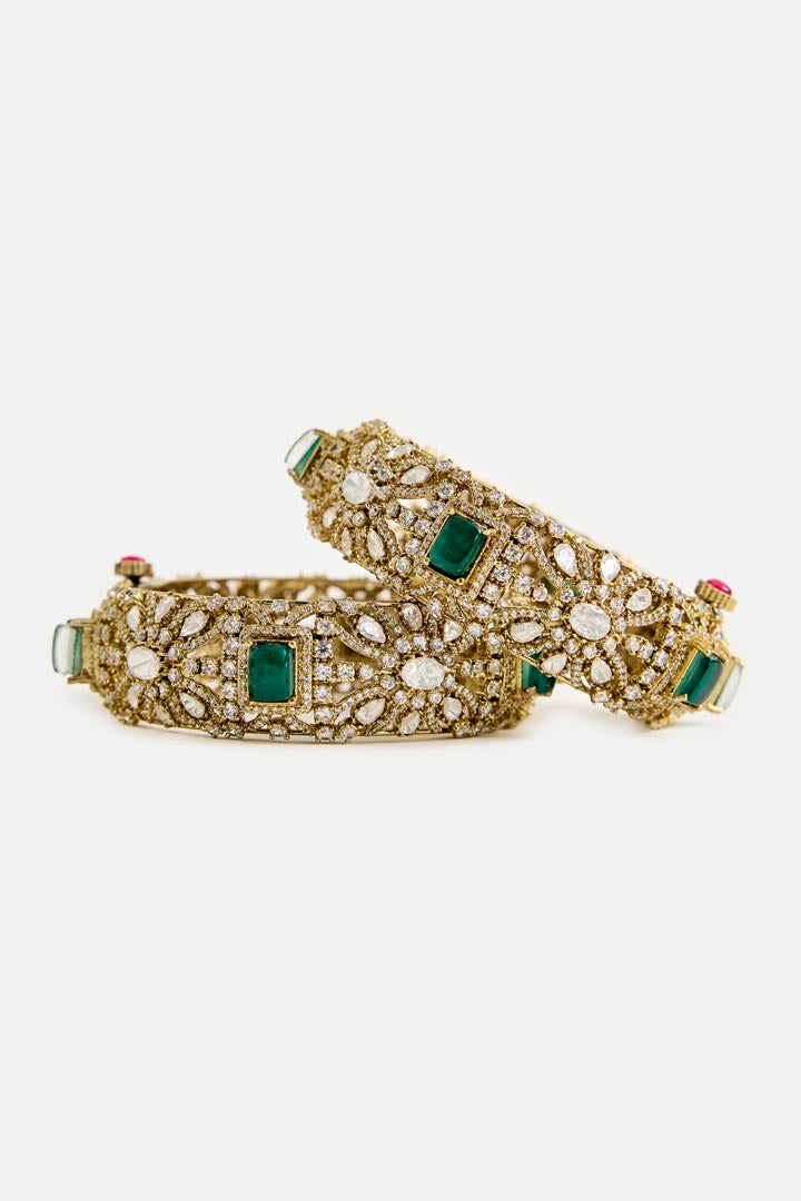 Emerald & Kundan Statement Bangles