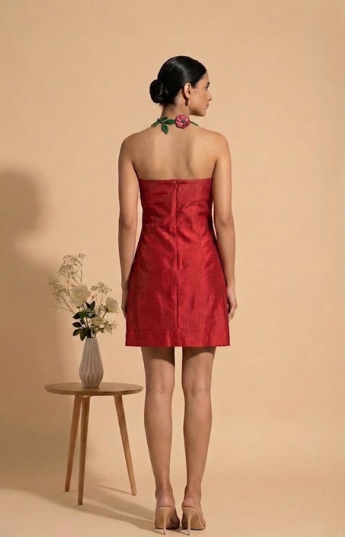 THETAA Rosa  Embroidered Chanderi Cotton Dress