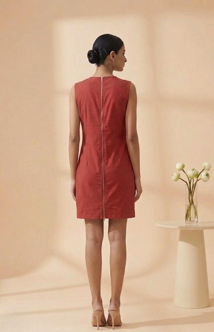 THETAA Viva  Embroidered Chanderi Cotton Dress