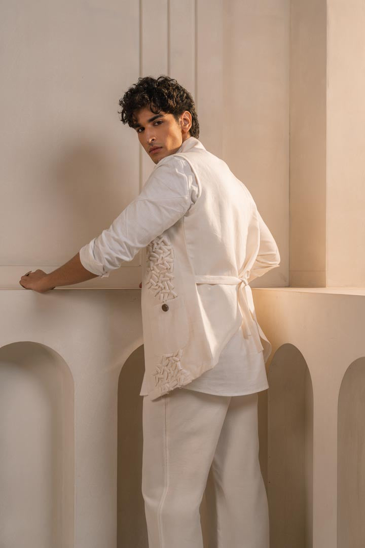 Ivory Cotton Linen Shacket Set