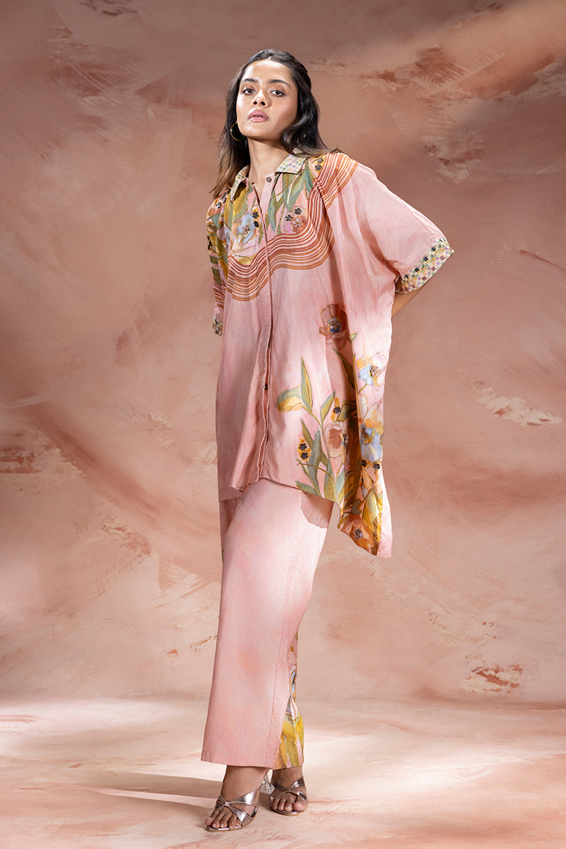dusky pink zeya embroidered set