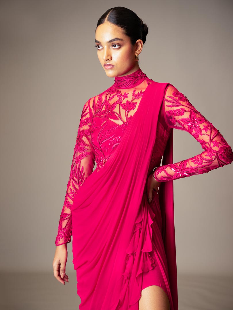 Fuschia Vale Saree Gown