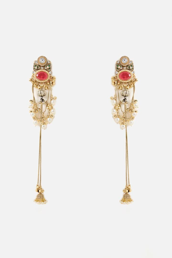 Pearl Drop Kundan Statement Earrings