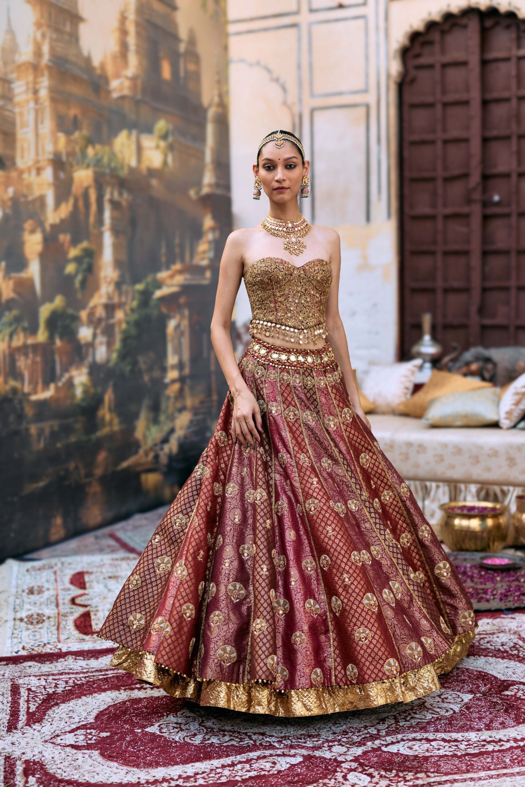 Arunima Lehenga Set with Chhavi Jaal Veil