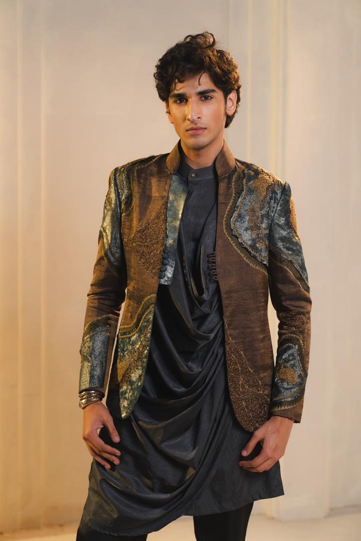Bronze tissue short jacket set